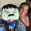 Frankenstein plush pillow with huge head for easy loungin one foot by one foot pillow head plush bolts hilarious embroidery and tiny body too cute halloween home decor frankenstein plush pillow pastel frankenstein pastel goth pillow