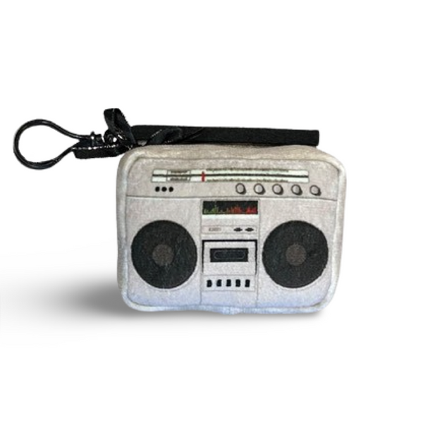 mini boombox keychain plush music plushies colorful embroidery high quality print graphics and patterns nostalgic music backpack clip boombox plush ornament