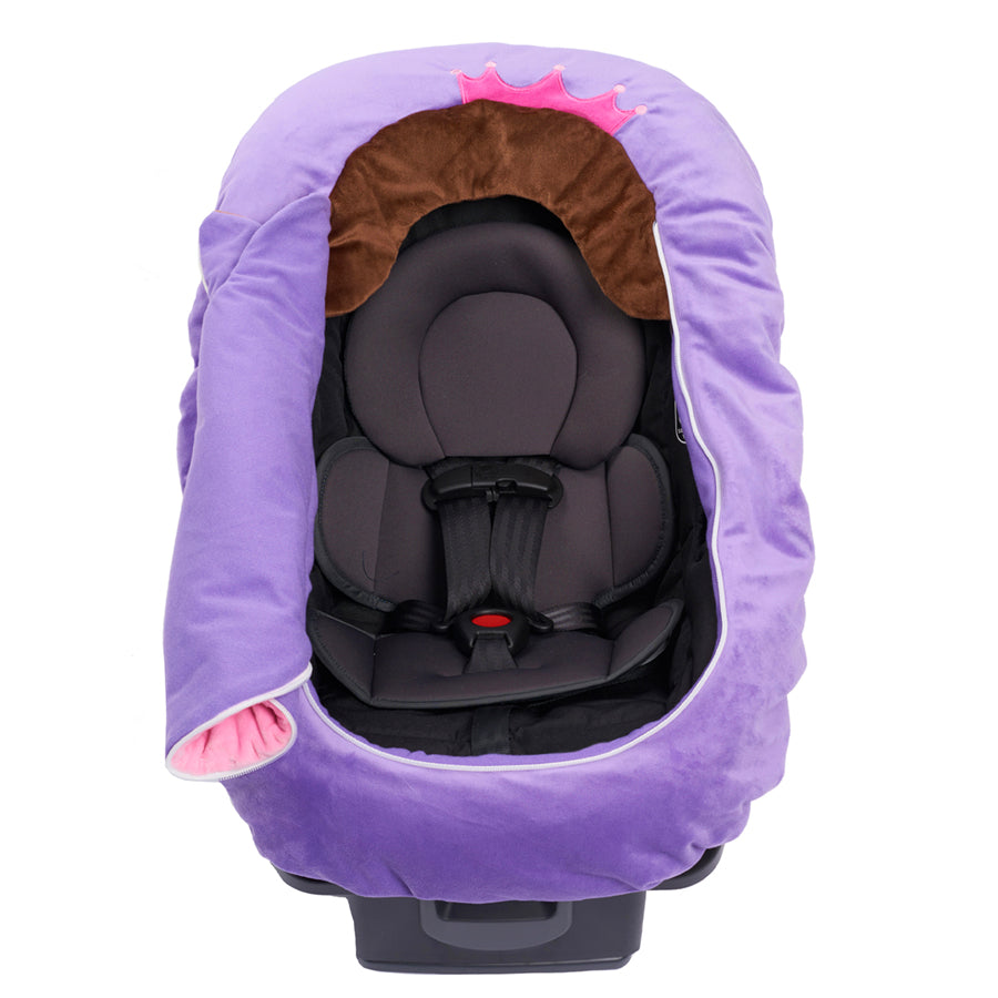 Car Seat Cuties Princess infant baby car seat cover with whimsical princess applique decoration zipper front universal fit machine washable elastic baby car seat cover great for Halloween infant no fuss fairy costume baby shower gift babys first halloween gift baby’s first christmas gift unique baby gift