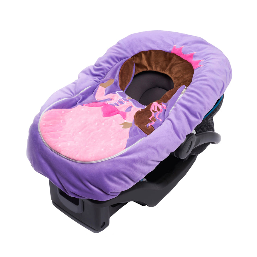Car Seat Cuties Princess infant baby car seat cover with whimsical princess applique decoration zipper front universal fit machine washable elastic baby car seat cover great for Halloween infant no fuss fairy costume baby shower gift babys first halloween gift baby’s first christmas gift unique baby gift