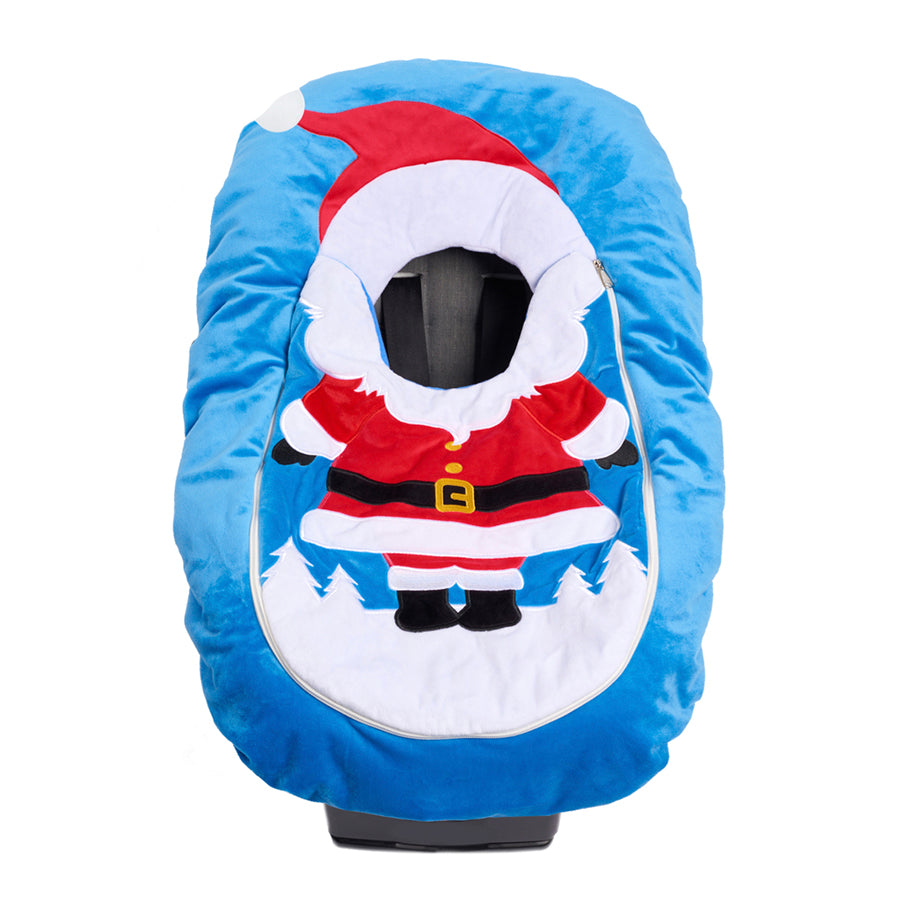  Car Seat Cuties Santa infant baby car seat cover with Santa applique decoration zipper front universal fit machine washable elastic baby car seat cover great for baby shower gift babys first christmas gift holiday christmas