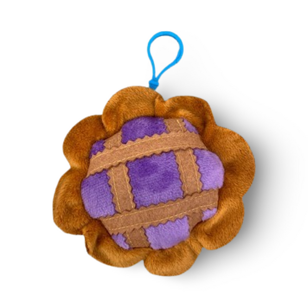mini pie keychain plush and plush ornaments dessert plushies colorful embroidery fun print and patterns blueberry pie backpack clip
