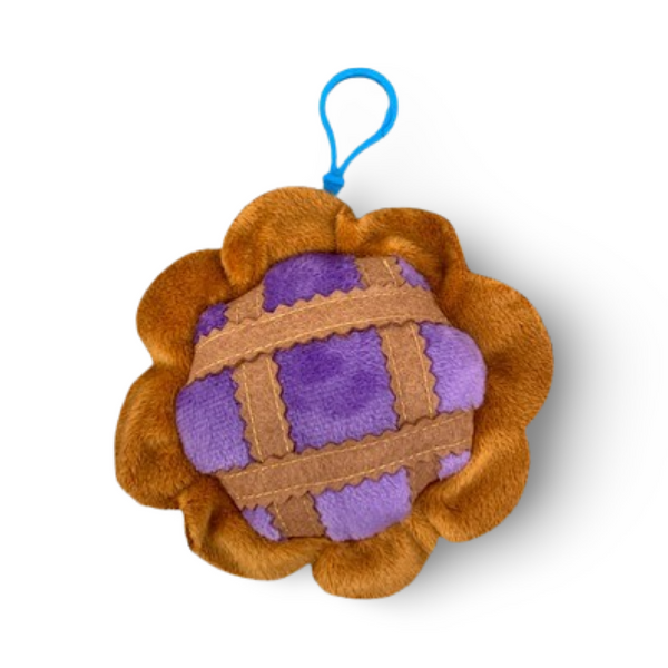 mini pie keychain plush and plush ornaments dessert plushies colorful embroidery fun print and patterns blueberry pie backpack clip  