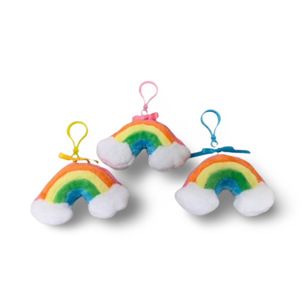 classic rainbow keychain plush pop culture mini plushies colorful fun happy rainbow backpack clips and plush ornaments for holiday tree stocking stuffers pop culture geek gift pride gift happy gift