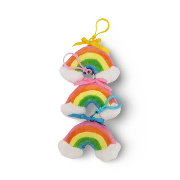 classic rainbow keychain plush pop culture mini plushies colorful fun happy rainbow backpack clips and plush ornaments for holiday tree stocking stuffers pop culture geek gift pride gift happy gift