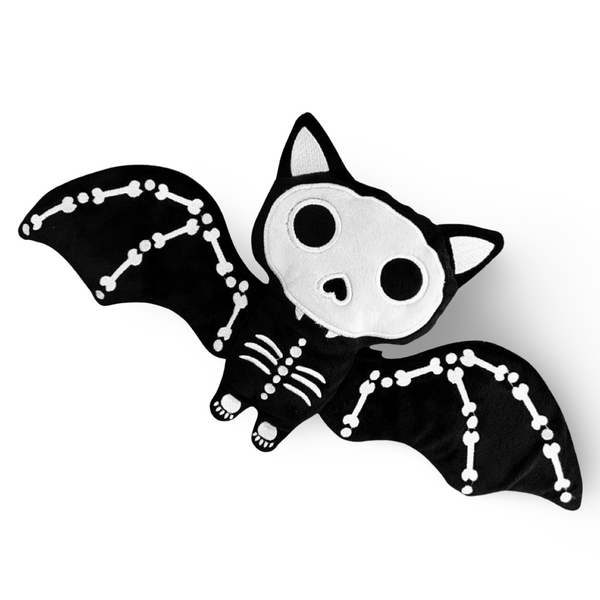 Skeleton bat plush black minky white embroidery beautiful embroidery high quality plush halloween skeleton bat plushie halloween goth home decor