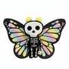 Butterfly-shaped plush toy with a skeleton design on a white background
