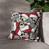 spooky creepmas santa skeleton toss print on 18x18 pillow. pillow includes insert & removable cover. soft plush fabrics