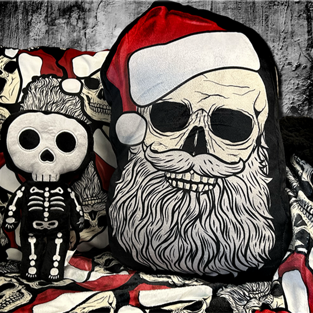 creepmas spooky christmas plush & pillow collection santa skeleton print blanket santa skeleton pillow skeleton plush toy