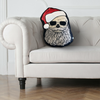 printed santa skeleton pillow, perfect for scary christmas, creepmas home decor. printed on soft minky fabrics.