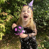 young girl dressed as evil witch holding poison apple plush toy or cosplay prop measures 6 inch tall black minky with purple minky fits perfectly in your palm scary halloween plush spooky cute home decor plush toy evil queen snow white cosplay prop